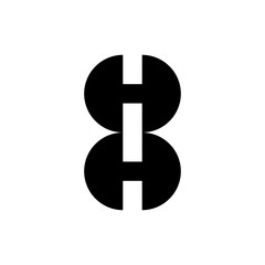 Number 8 with H letter logo design vector