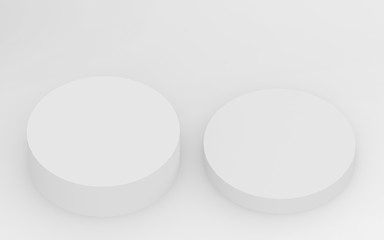 3d gray white bright cylinder podium minimal studio background. Abstract 3d geometric shape object illustration render.