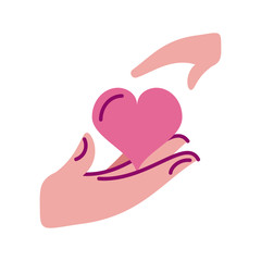 hand holding an heart, line style and color