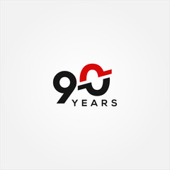 90 Years Anniversary Black Red Elegant Design