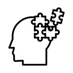 human profile with puzzle pieces line style icon