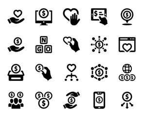 Crowdfunding Icon Set - 1 (Black Series)