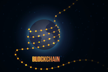 Gold endless blockchain vector illustration