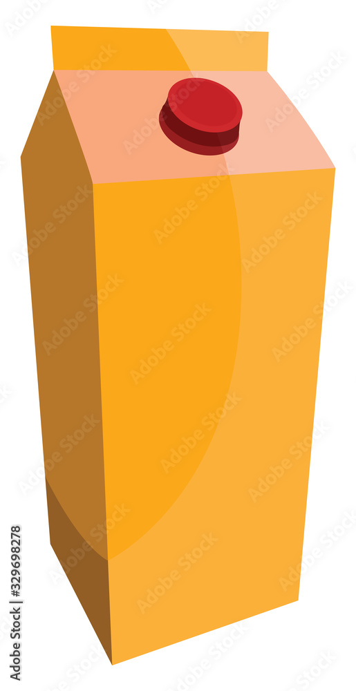 Wall mural Orange milk box, illustration, vector on white background.