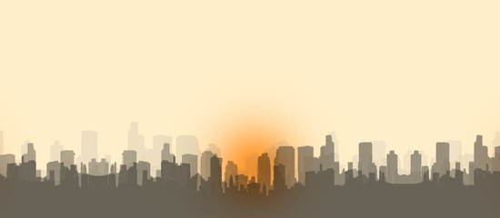 Obraz premium Silhouette sunset in the city