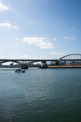 Fototapeta na wymiar 広島県の川沿いの風景