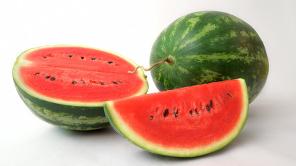 Close up view of watermelon isolated on white background