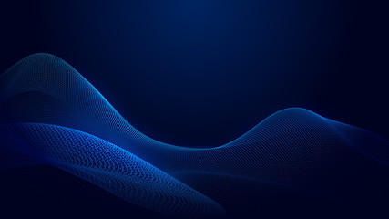 Dot blue wave light screen gradient texture background. Abstract ai technology big data digital background. 3d rendering.