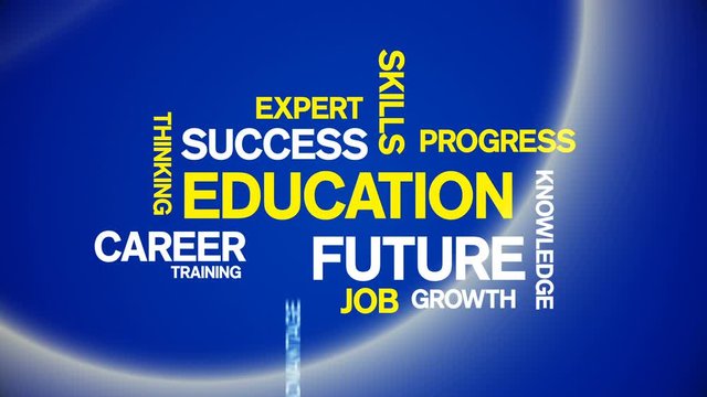 4k Education Animated Tag Word Cloud;Text Design Animation.