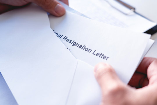 Employees who intend to quit work with resignation letters for quit or change of job leaving the office, unemployment, resigned concept