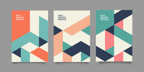 Flat retro geometric covers design. Colorful modernism. Simple shapes composition. Futuristic patterns. Eps10 layered vector.