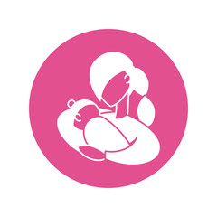 woman with baby, silhouette style icon