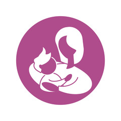 woman with son, silhouette style icon
