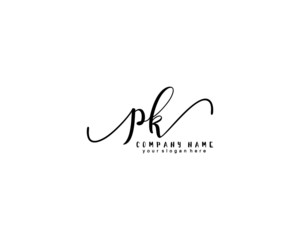 Letter PK handwrititing logo with a beautiful template - obrazy, fototapety, plakaty