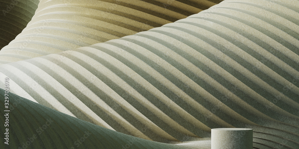 Poster abstract background for branding and minimal presentation.sage green podium on folding fabric pleate
