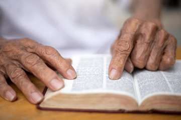 Old man reading The holy bible.