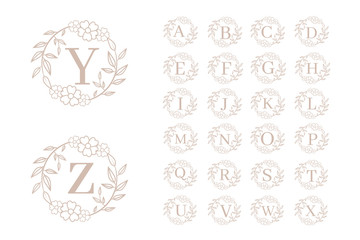 Feminine floral initial logo templates