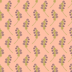 Hand drawn seamless pattern with berries, doodles. Vector illustration. EPS 10
