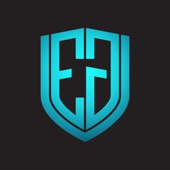 EG Logo monogram with emblem shield design isolated with blue colors on black background