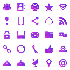 Communication gradient icons on white background