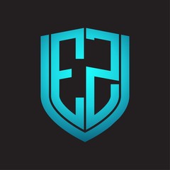 Obraz premium EZ Logo monogram with emblem shield design isolated with blue colors on black background