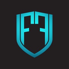Obraz premium FF Logo monogram with emblem shield design isolated with blue colors on black background
