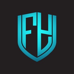 FY Logo monogram with emblem shield design isolated with blue colors on black background