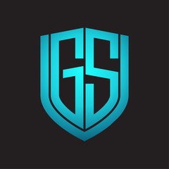 Fototapeta premium GS Logo monogram with emblem shield design isolated with blue colors on black background