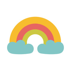 rainbow with clouds on white background
