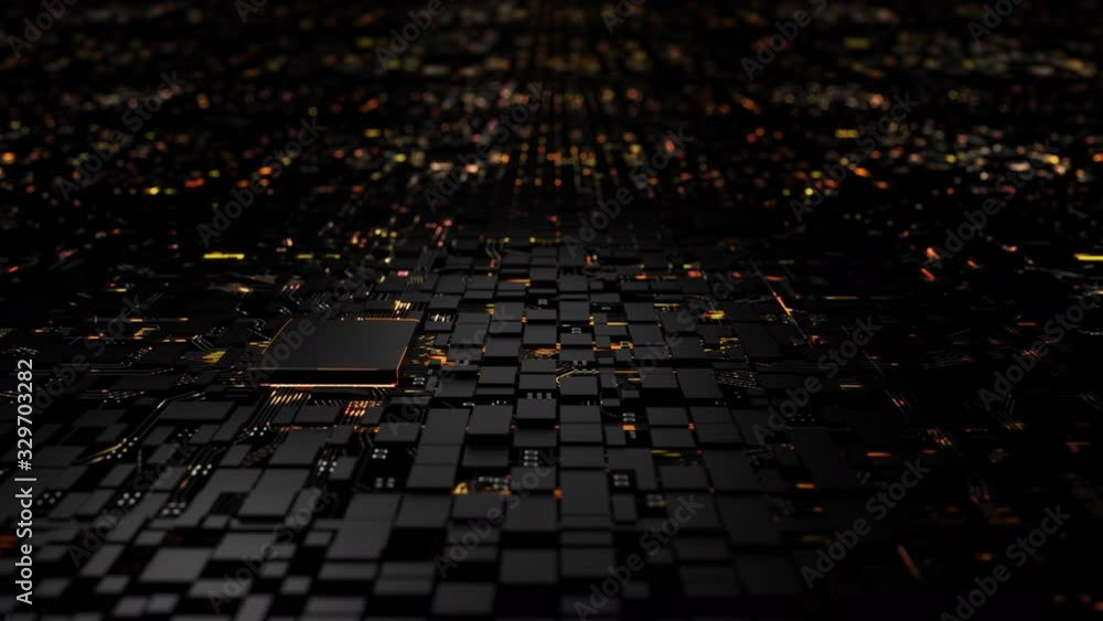 Aufkleber 3d rendering cpu chipset installing on the mainboard, with glitter and lighting effect against the p