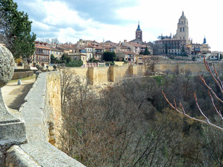 Segovia Old Town, Spain. View of beautiful old buildings in the city.