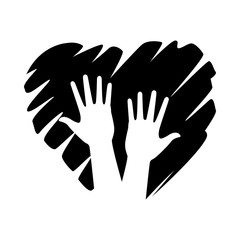 interracial hands human with heart