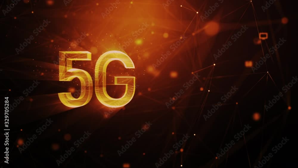 Poster 3d rendering 5g with lighting and glow effect for digital and technology concept, with connection li