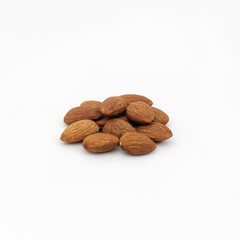 Close up almonds isolated on white background.selective focus.