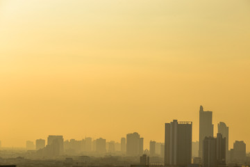 Obraz premium Blurred abstract background of condo terraces,with panoramic views of the city, the distribution of residences in the capital