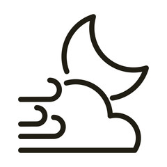 moon with clouds and wind, line style icon