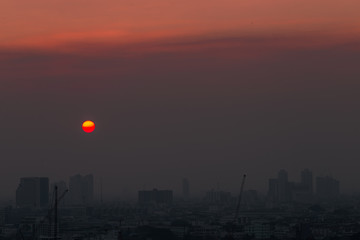 Blurred abstract background of condo terraces,with panoramic views of the city, the distribution of residences in the capital