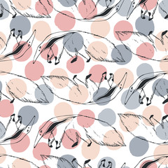Giant anteater. Seamless pattern with animals. Hand drawing of wildlife. Vector background.