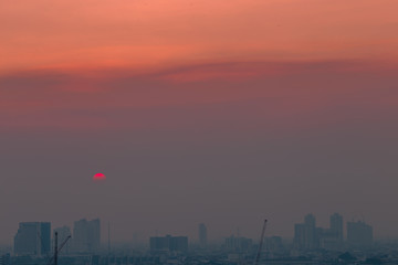 Blurred abstract background of condo terraces,with panoramic views of the city, the distribution of residences in the capital