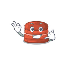 cherry macaron mascot cartoon design showing Call me gesture
