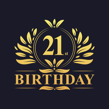 Luxury 21st Birthday Logo, 21 Years Celebration.