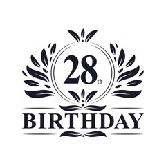 28 years Birthday logo, 28th Birthday celebration.