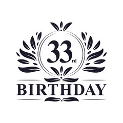 33 years Birthday logo, 33rd Birthday celebration.