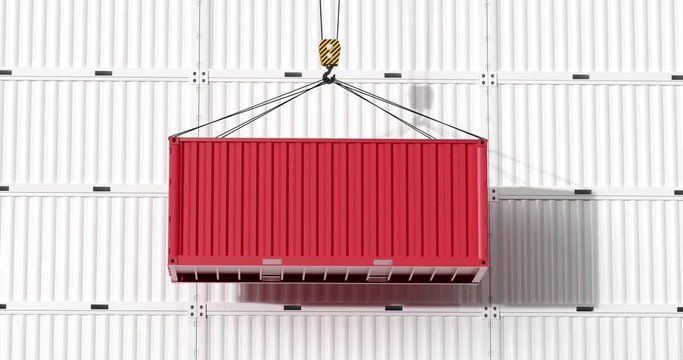 Red container rising with white background,3d rendering.
