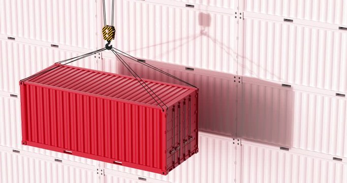 Red container rising with white background,3d rendering.