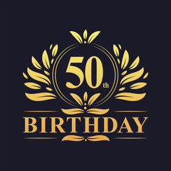 Luxury 50th Birthday Logo, 50 years celebration.
