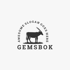 Vector Logo Illustration Deer Vintage Badge Style.
