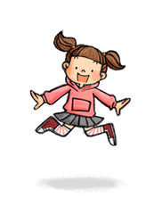 ジャンプする子供A_4（女の子）