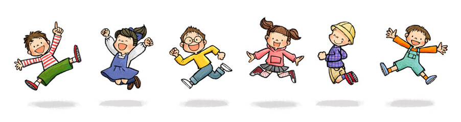 ジャンプする子供たちAセット