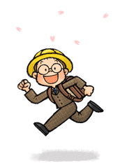 ジャンプする子供D_3（小学１年生、入学式、男の子）